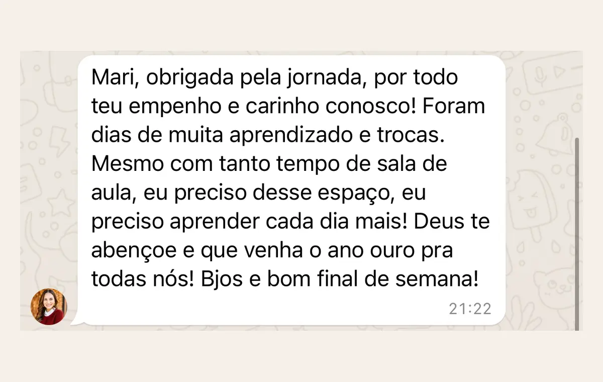 Depoimento sobre a importância do espaço de aprendizado e trocas